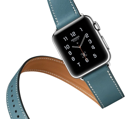Apple Watch Hermes Double Tour 38mm SS Bleu Jean Leather Band MLC12LL/A watch