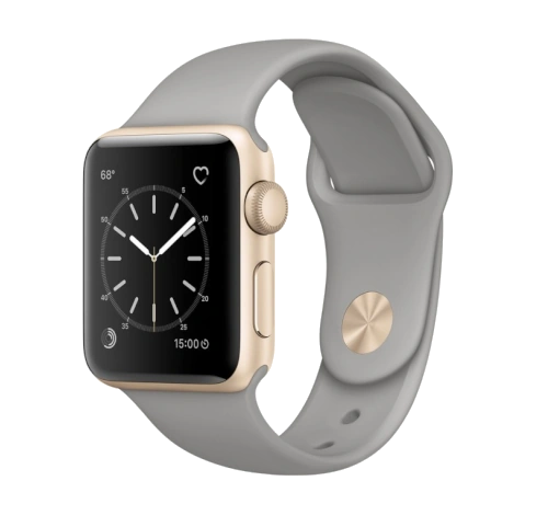 Apple Watch Series 1 Sport 38mm Gold Aluminum Concrete Gray Sport Band MNNJ2LL/A watch