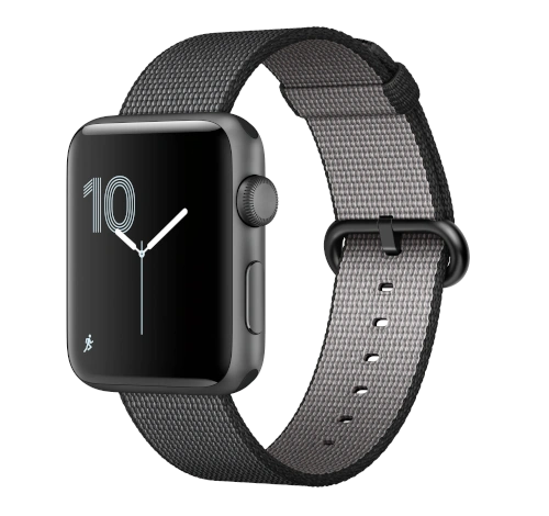 Apple Watch Series 2 38mm Space Gray Aluminum Black Woven Nylon Band MP052LL/A watch