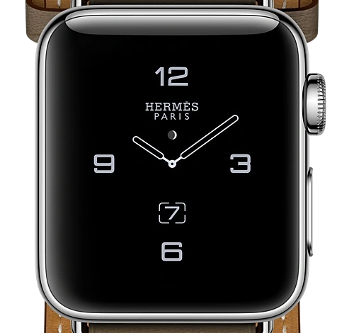 Apple Watch Series 2 Hermes 38mm SS Etoupe Swift Leather Double Buckle Cuff MNQ72LL/A watch