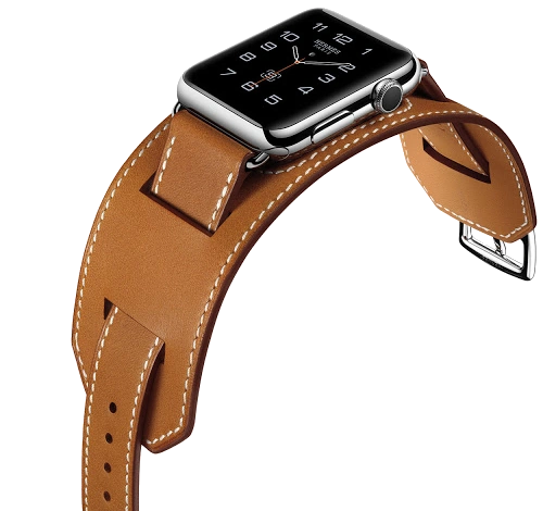 Apple Watch Series 2 Hermes 38mm SS Fauve Barenia Leather Double Buckle Cuff MQ1F2LL/A watch