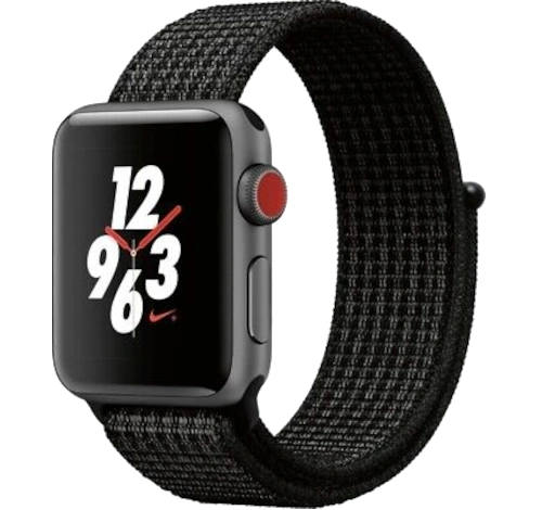 Apple Watch Series 3 Nike Plus 38mm Silver Aluminum Pure Platinum Black Sport Band MQKX2LL/A GPS Only watch