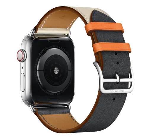 Apple Watch Series 4 Hermes 44mm SS Indigo Craie Orange Leather Single Tour MU6X2LL/A GPS Cellular watch