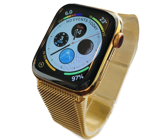 Apple Watch Series 5 44mm Gold Aluminum Fabric Sport Loop GPS Only watch
