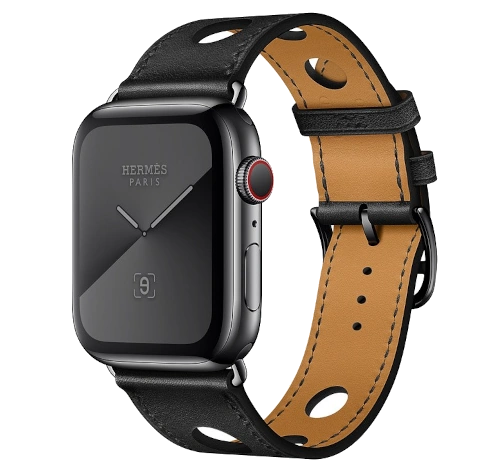 Apple Watch Series 5 44mm Space Black SS Leather Loop GPS Cellular watch