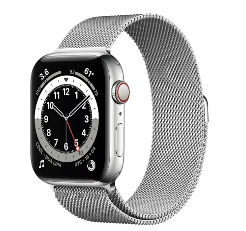 Apple Watch Series 6 44mm Aluminum Silver Link Bracelet A2294 GPS Cellular watch