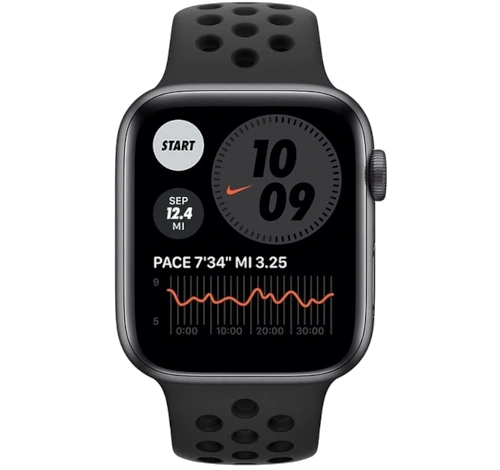 Apple Watch Series 6 Nike 44mm Space Gray Aluminum Nike Sport Band A2292 GPS Only watch