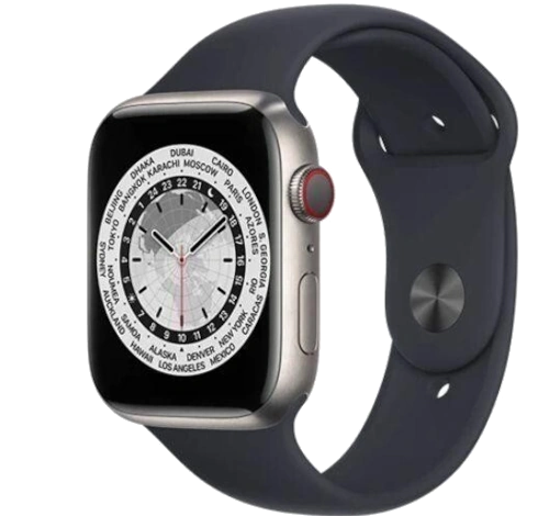 Apple Watch Series 7 45mm Silver Stainless Steel Case with Apple OEM Band A2477 GPS Cellular