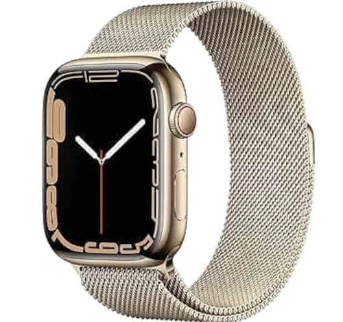 Apple Watch Series 7 45mm Silver Stainless Steel Case with Milanese Loop A2477 GPS Cellular
