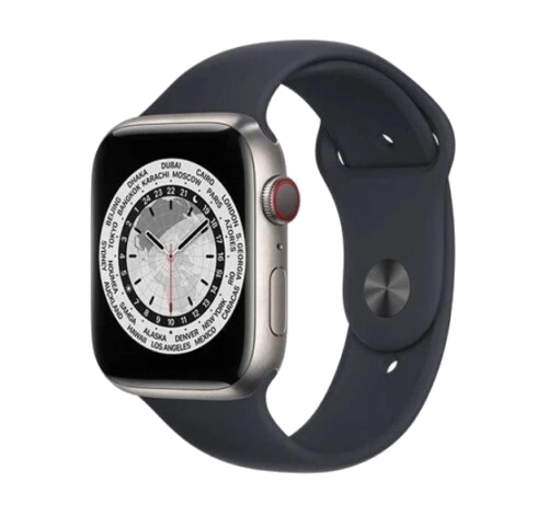 Apple Watch Series 7 45mm Titanium Case with Apple OEM Band A2477 GPS Cellular