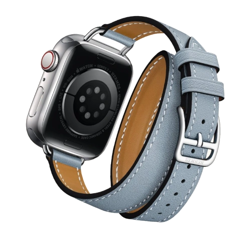 Apple Watch Series 7 Hermes 41mm Silver Stainless Steel Case with Attelage Double Tour A2475 GPS Cellular