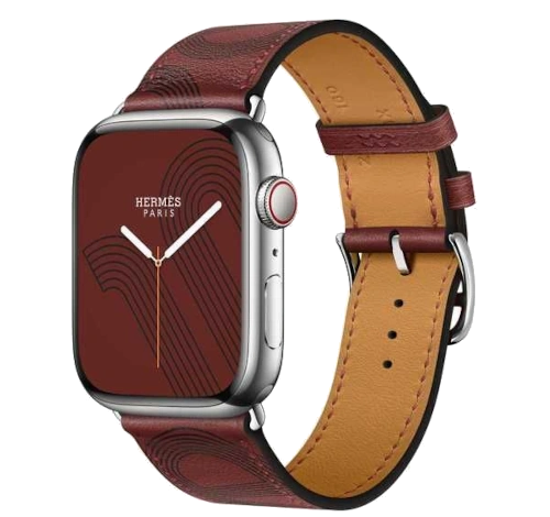 Apple Watch Series 7 Hermes 41mm Silver Stainless Steel Case with Single Tour Deployment Buckle A2475 GPS Cellular