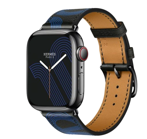 Apple Watch Series 7 Hermes 41mm Space Black Stainless Steel Case with Single Tour Deployment Buckle A2475 GPS Cellular