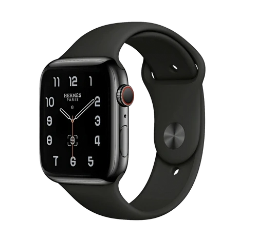 Apple Watch Series 7 Hermes 45mm Space Black Stainless Steel Case with Attelage Double Tour A2477 GPS Cellular