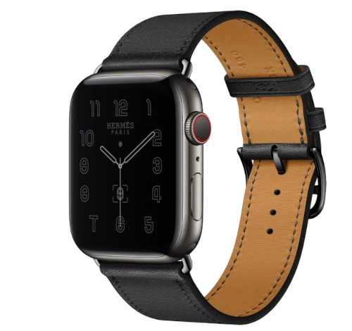 Apple Watch Series 7 Hermes 45mm Space Black Stainless Steel Case with Single Tour Deployment Buckle A2477 GPS Cellular