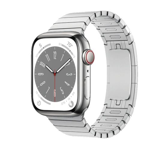 Apple Watch Series 8 41mm Silver Stainless Steel Case with Link Bracelet A2772 GPS Cellular