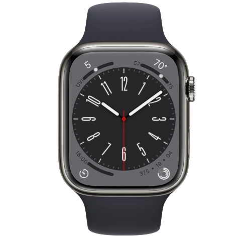 Apple Watch Series 8 45mm Graphite Stainless Steel Case with OEM Band A2774 GPS Cellular
