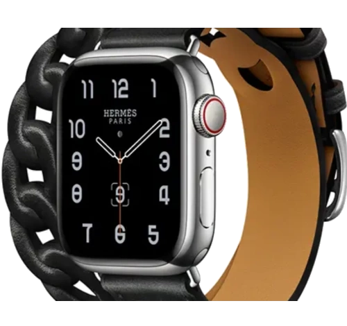 Apple Watch Series 8 Hermes 41mm Silver Stainless Steel Case with Hermes Gourmette Double Tour A2772 GPS Cellular
