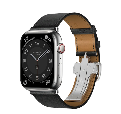 Apple Watch Series 8 Hermes 45mm Silver Stainless Steel Case with H Diagonal Single Tour A2774 GPS Cellular