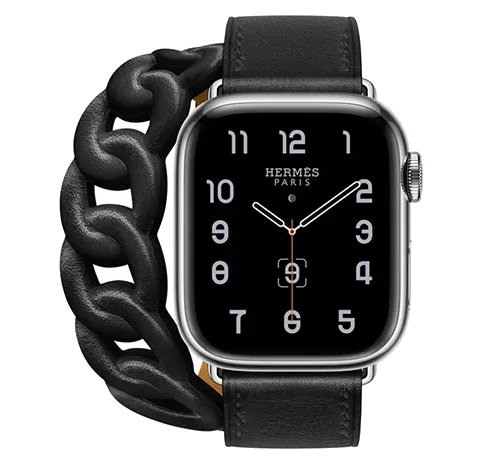 Apple Watch Series 8 Hermes 45mm Silver Stainless Steel Case with Hermes Gourmette Double Tour A2774 GPS Cellular