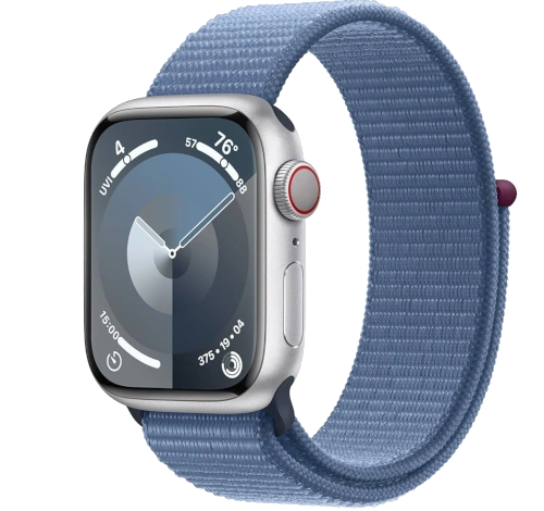 Apple Watch Series 9 41mm Silver Aluminum Case with Apple OEM Band A2982 GPS Cellular