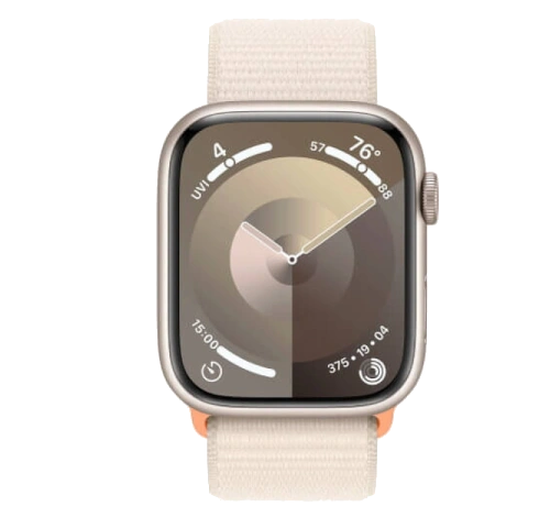 Apple Watch Series 9 41mm Starlight Aluminum Case with Apple OEM Band A2982 GPS Cellular