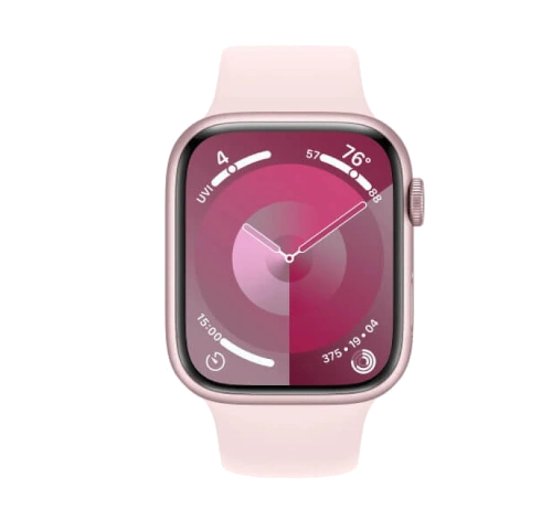 Apple Watch Series 9 45mm Pink Aluminum Case with Apple OEM Band A2980 GPS Only watch