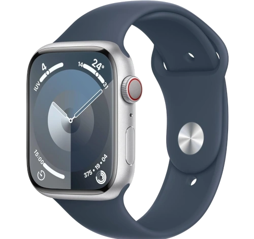 Apple Watch Series 9 45mm Silver Stainless Steel Case with Apple OEM Band A2984 GPS Cellular watch
