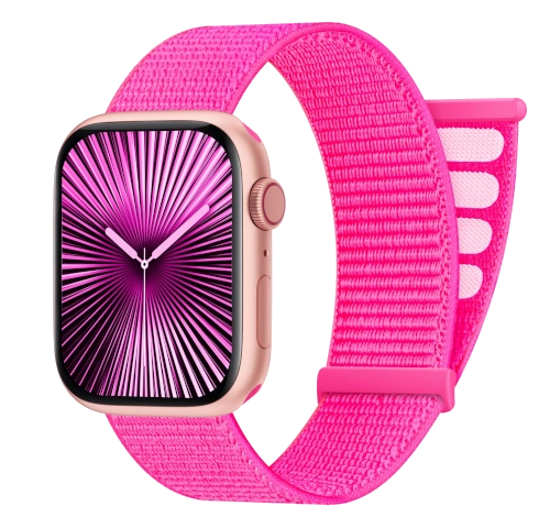 Apple Watch Sport 38mm Silver Aluminum Pink Woven Nylon Band MMF32LL/A