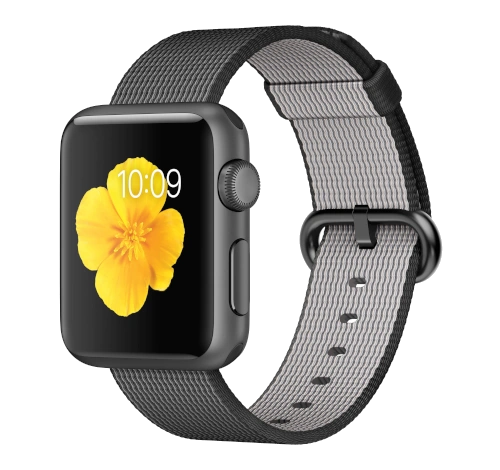 Apple Watch Sport 38mm Space Gray Aluminum Black Woven Nylon Band MMF62LL/A