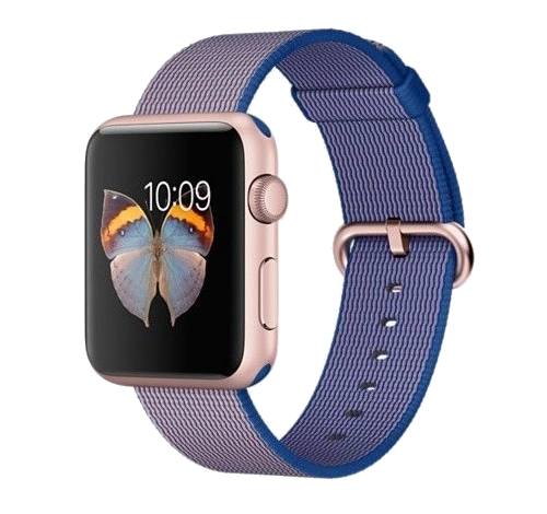Apple Watch Sport 42mm Rose Gold Aluminum Royal Blue Woven Nylon Band MMFP2LL/A