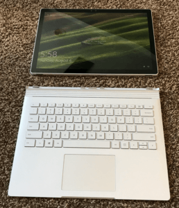 microsoft surface book base and tablet detached
