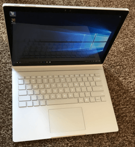 microsoft surface book laptop from above