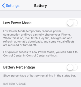 iPhone Battery Settings