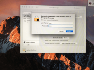 Unlocking User Preferences on a Macbook Pro